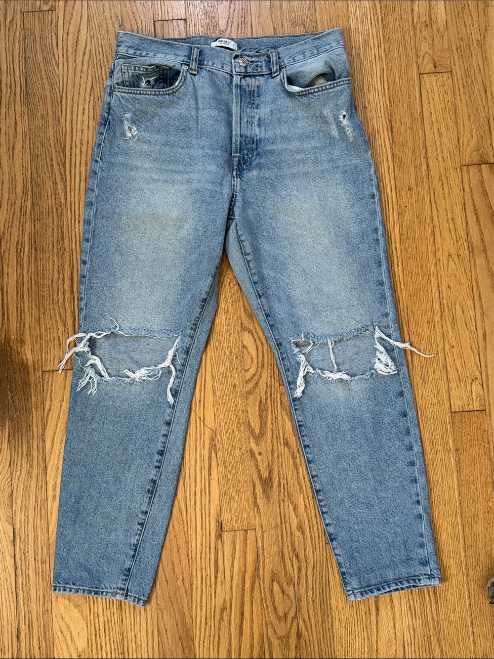 Forever 21 Light Blue Distressed Boyfriend Jeans